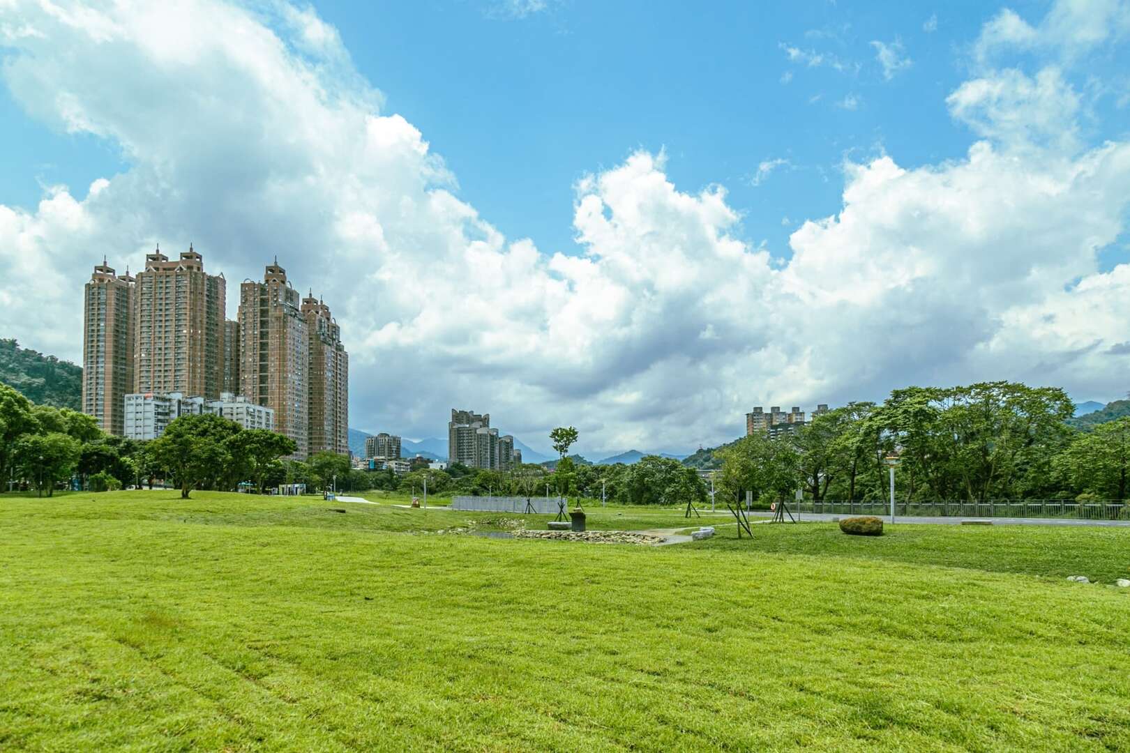 新店親情河濱公園內綠草如茵